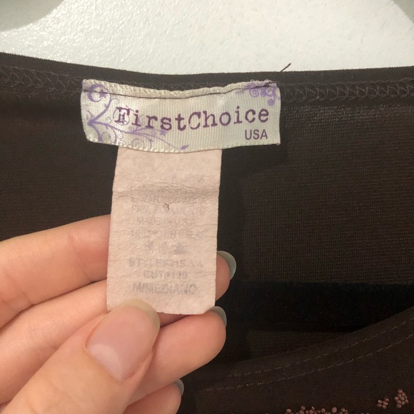 Beaded Sequin Brown Flowy Blouse First Choice M - Picture 2 of 7